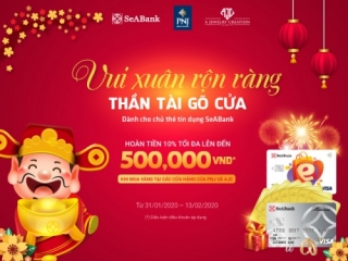 Chủ thẻ tín dụng SeABank mua vàng được hoàn tiền tối đa 500 nghìn đồng