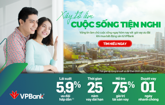 VPBank cho vay mua nhà với lãi suất ưu đãi chỉ từ 5,9%/năm