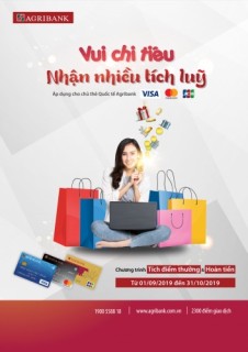Vui chi tiêu nhận nhiều điểm thưởng cùng thẻ quốc tế Agribank