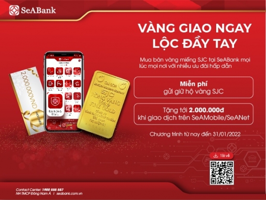 SeABank mở rộng dịch vụ mua bán vàng SJC trực tuyến