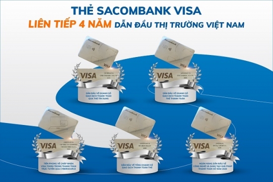 Thẻ Sacombank Visa liên tiếp 4 năm dẫn đầu thị trường Việt Nam