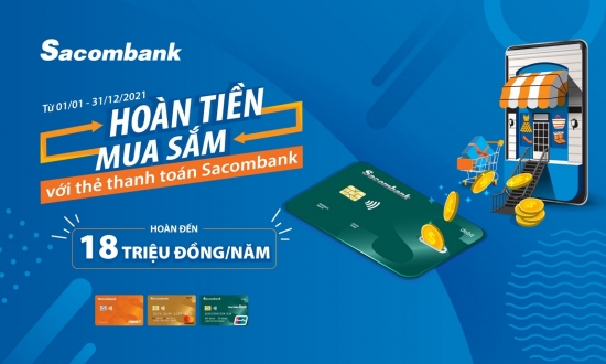 Được hoàn tiền mua sắm suốt năm 2021 với thẻ thanh toán Sacombank