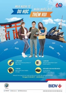 Nhiều ưu đãi hấp dẫn khi mua ngoại tệ du học tại BIDV