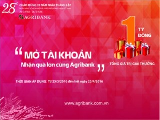 Cơ hội trúng sổ tiết kiệm 100 triệu đồng khi mở tài khoản tại Agribank