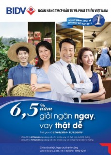 Giải ngân ngay - Vay thật dễ chỉ từ 6,5%/năm tại BIDV