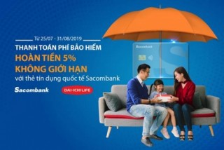 Khách hàng Sacombank được hoàn 5% phí bảo hiểm