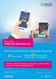 Trúng iPad khi thanh toán cước Vinaphone qua OCB