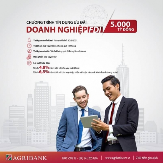 Agribank dành 5.000 tỷ đồng cho vay ưu đãi khách hàng doanh nghiệp FDI