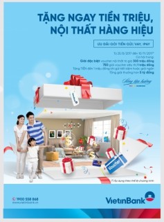 Tặng Voucher mua sắm nội thất đến 300 triệu đồng khi giao dịch tại VietinBank
