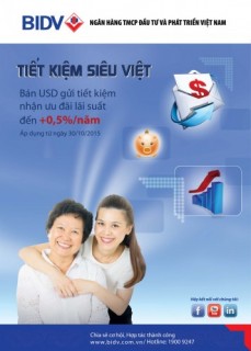 BIDV ra mắt sản phẩm tiết kiệm USD mới