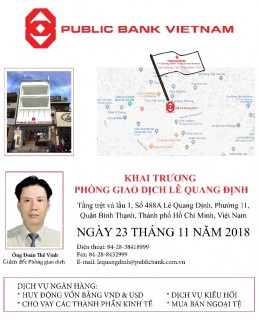 Ngân hàng TNHH MTV Public Việt Nam khai trương Phòng giao dịch Lê Quang Định