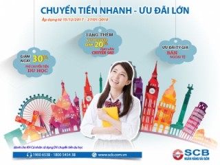 SCB ưu đãi phí chuyển tiền du học