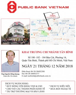 Ngân hàng TNHH MTV Public Việt Nam khai trương Chi nhánh Tân Bình