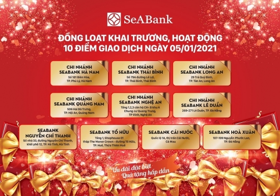 SeABank khai trương, hoạt động 10 điểm giao dịch mới