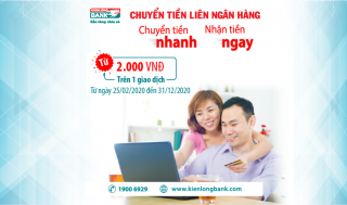 Kienlongbank giảm phí dịch vụ chuyển tiền nhanh liên ngân hàng