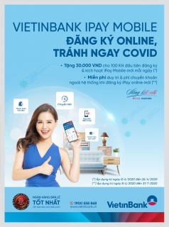 Tặng ngay 30.000 đồng và miễn phí giao dịch VietinBank iPay Mobile
