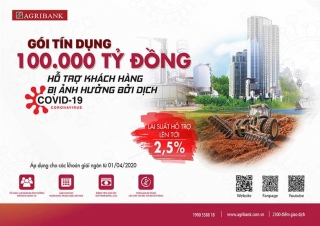 Agribank tăng mức hỗ trợ lãi suất đối với gói tín dụng 100.000 tỷ đồng hỗ trợ khách hàng bị ảnh hưởng dịch Covid-19