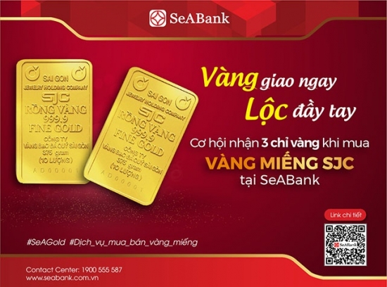 SeABank triển khai dịch vụ mua bán vàng miếng SJC tại 5 điểm giao dịch
