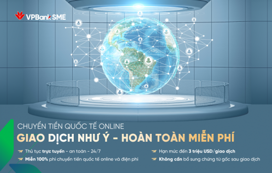 VPBank miễn 100% phí chuyển tiền quốc tế online