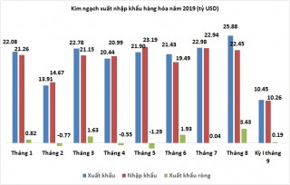 Xuất nhập khẩu sụt giảm, xuất siêu chỉ gần 190 triệu USD trong nửa đầu tháng 9