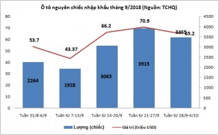 Nhập khẩu ô tô đổi chiều giảm