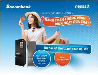 Chủ thẻ thanh toán nội địa Sacombank được hoàn tiền