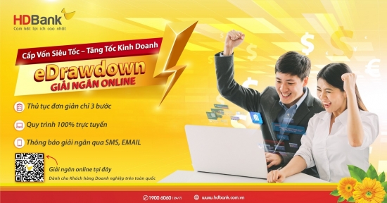 Giải ngân 100% online, tiền về ngay tài khoản doanh nghiệp tại HDBank