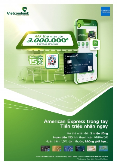 Bùng nổ ưu đãi cùng thẻ Vietcombank American Express