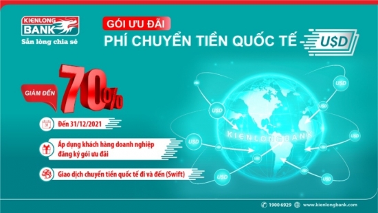 Kienlongbank giảm đến 70% phí chuyển tiền quốc tế đối với đồng USD