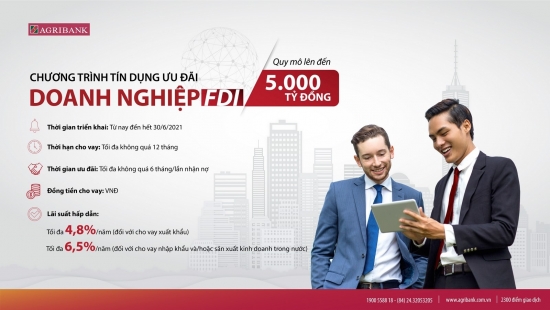 Agribank tung gói tín dụng 70.000 tỷ đồng và 150 triệu USD dành riêng cho doanh nghiệp