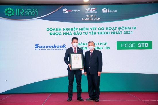Sacombank vào top 3 doanh nghiệp niêm yết được nhà đầu tư yêu thích nhất năm 2021