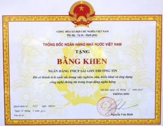 Sacombank nhận bằng khen trong ứng dụng công nghệ thông tin