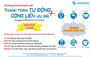 Cộng tiền ngay khi thanh toán hóa đơn cùng Eximbank