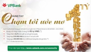 Cơ hội trúng 1 tỷ đồng khi gửi tiết kiệm online cùng VPBank