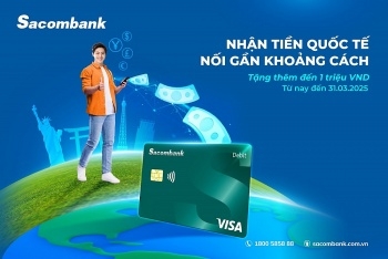 Tặng đến 1 triệu khi nhận kiều hối qua thẻ Sacombank Visa