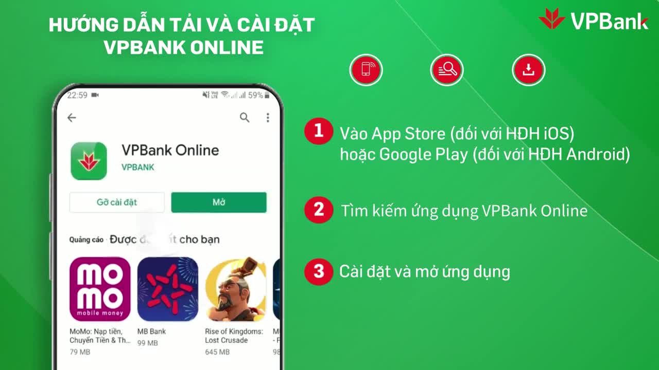 Hướng dẫn tải và cài đặt ứng dụng VPBank Online